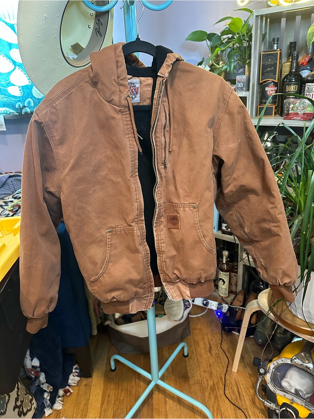 Cowboy Wear Hooded Jacket in Tan and Black